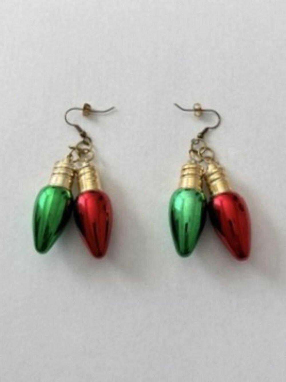 Vintage Christmas Lights Earrings - Red and Green (Dangle Length 3 Inches)